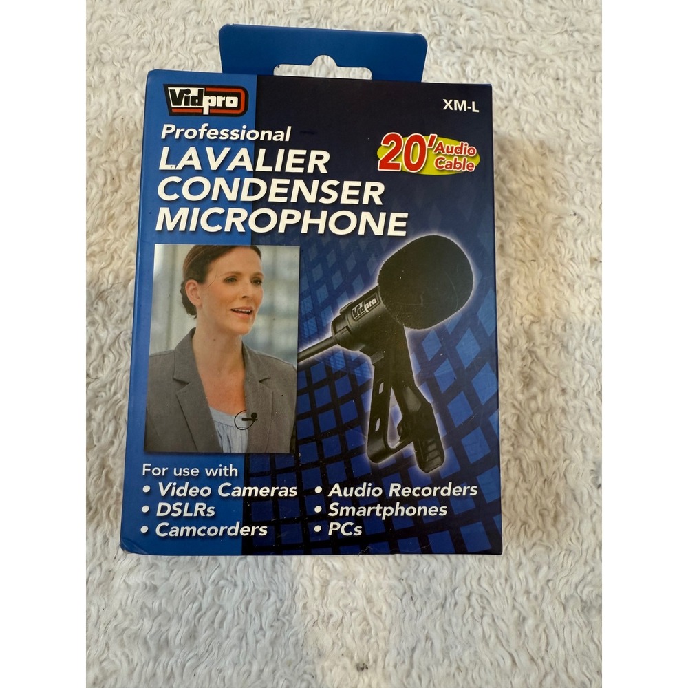Vidpro XM-L Professional Lavalier Condenser Microphone‎ 20ft Cable 3.5mm Plug